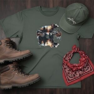 Bear Silhouette Nature Tee • Wildlife Outdoors Graphic Shirt • Hiking Camping